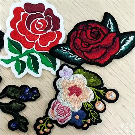 Custom Embroidered Flower Patch Iron On Applique Patch Clothing Patches