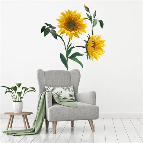 Sunflower Sticker Wall Decal 3d Designs Vinyl Home Etsy