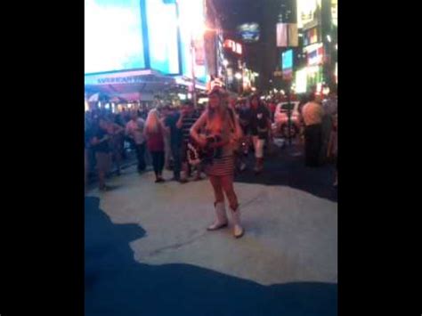 Naked Cowgirl Playing Guitar In Time Square Youtube