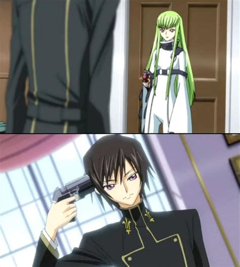 Anime girl pointing gun at someone who's pointing gun to his head. : r ...