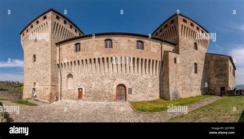 Wide Angle View Of The South Side Of Torrechiara Castle Parma Italy