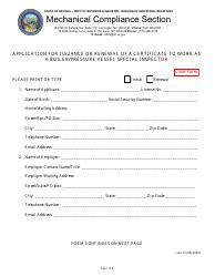 Nevada Application For Permit To Install A Boiler Or Pressure Vessel