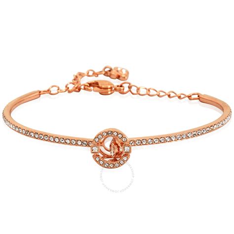 Swarovski Rose Gold Tone Plated White Sparkling Dance Bangle 5497483 768549473777 Jewelry