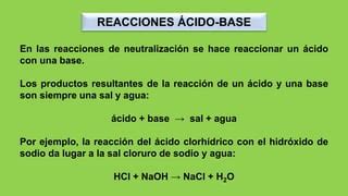 Ejemplos De Reacciones Cido Base Y Ajustes Ppt