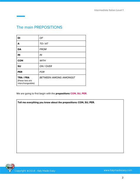 Solution 09 Prepositions And Articulated Prepositions Author Italy