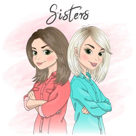 Cartoon Sisters Together