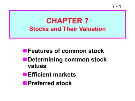 Chapter Stocks And Their Valuation Features Of Common Stock