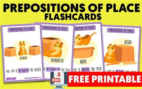 Prepositions Flash Cards Flashcards Prepositions Cards