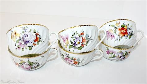 Nymphenburg Hand Painted Floral Teacups & Saucers Set of 6 | Floral ...