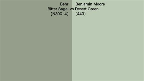 Behr Bitter Sage N390 4 Vs Benjamin Moore Desert Green 443 Side By