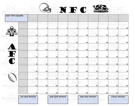 Printable Super Bowl Boxes Football Grid Super Bowl Squares Super