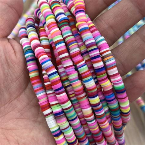 Polymer Clay Rubber 6mm Heishi Disc Beads Rainbow 16 Str