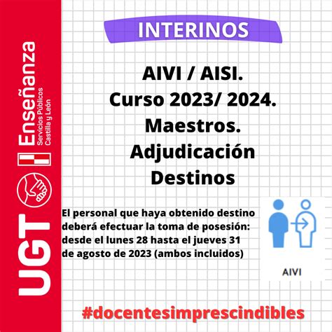 Interinos AIVI AISI Curso 2023 2024 Maestros Adjudicación