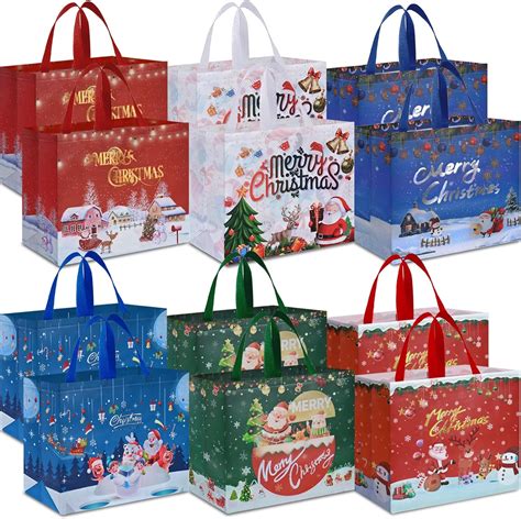 AhfuLife 12PCS Grand Sacs Cadeau de Noël 40 x 36 x 15cm Sacs de