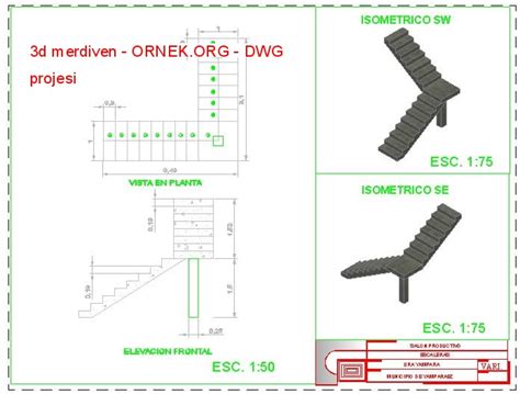 D Merdiven Dwg Projesi Autocad Projeler