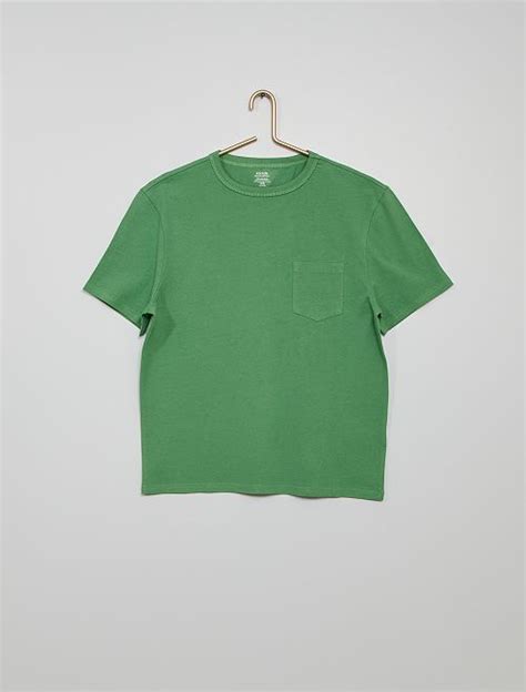 T shirt coton éco conçu garçon adolescent vert Kiabi 6 00