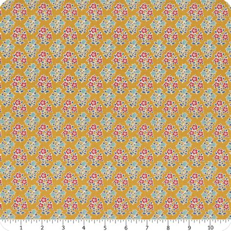 Jubilee Blenders Mustard Farm Flowers Yardage SKU TIL110098 Fat