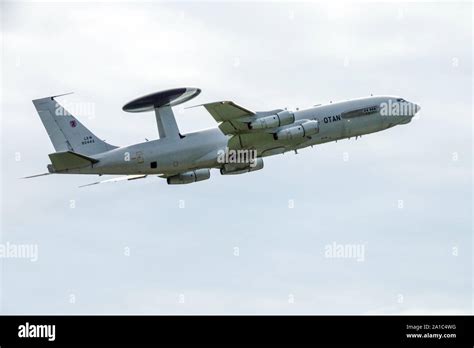 Boeing E-3 AWACS Sentry NATO-OTAN radar plane flying Stock Photo - Alamy