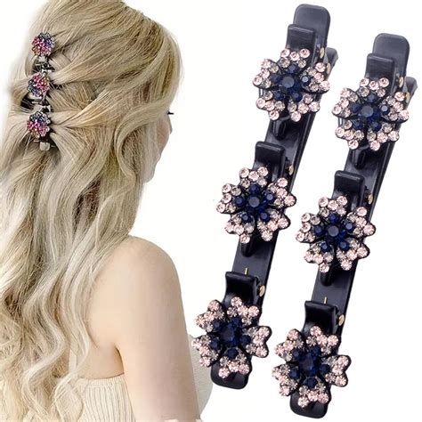 Amazon Pcs Sparkling Crystal Stone Braided Hair Clips New