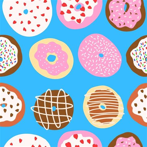 Premium Vector Seamless Donuts Pattern In Cartoon Flat Style