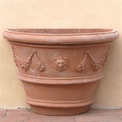 Impruneta Terracotta Vaso A Parete Festonato Verzierter Wandtopf