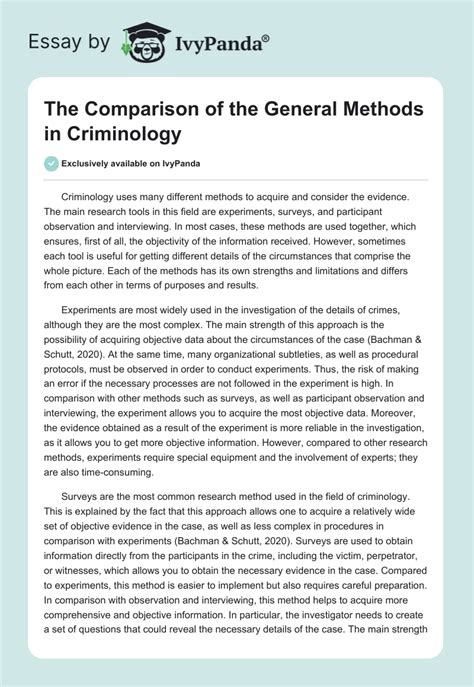 The Comparison Of The General Methods In Criminology Words