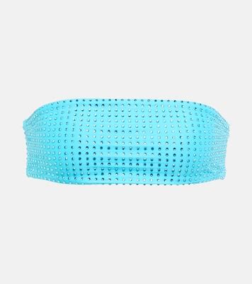 Embellished Bandeau Bikini Top In Blue Self Portrait Mytheresa