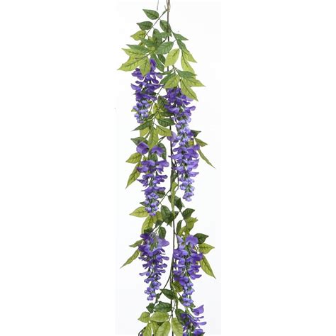 Artificial Wisteria Garland With Purple Or Cream Silk Flowers