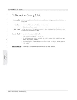 Fluency Rubric Fountas And Pinnell Fill And Sign Printable Template