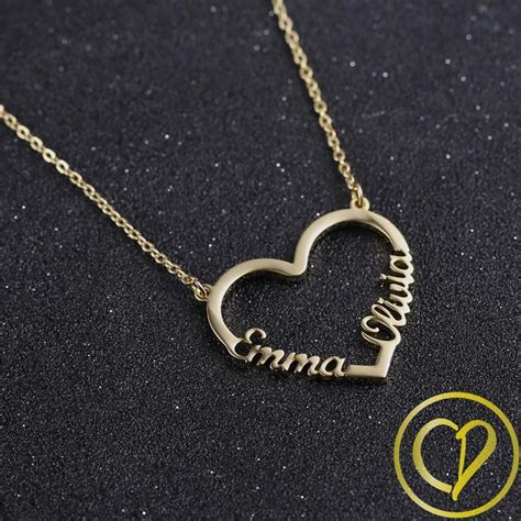 Collier Coeur Personnalis Deux Pr Noms Pour Couple Maman Et Amis