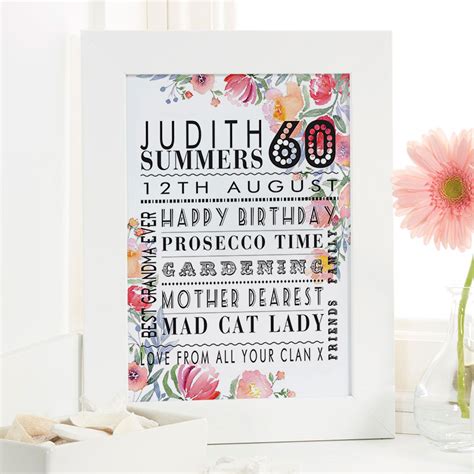 Personalized 60th Birthday Present Ideas For Her | Chatterbox Walls