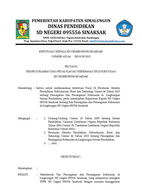 Contoh Sk Tppk Satuan Pendidikan Pdf