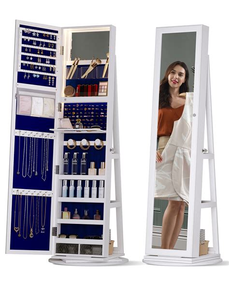 Fredees Mirror Jewelry Cabinet With Storage Standing Jewelry Armoire