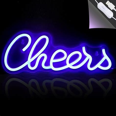 Cheers Sign Néon Bar Neon Sign Enseignes Au Néon Led Bleu Pour