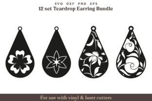 Teardrop Earrings Svg Bundle Laser Cut Graphic By Akashkharvi Designs