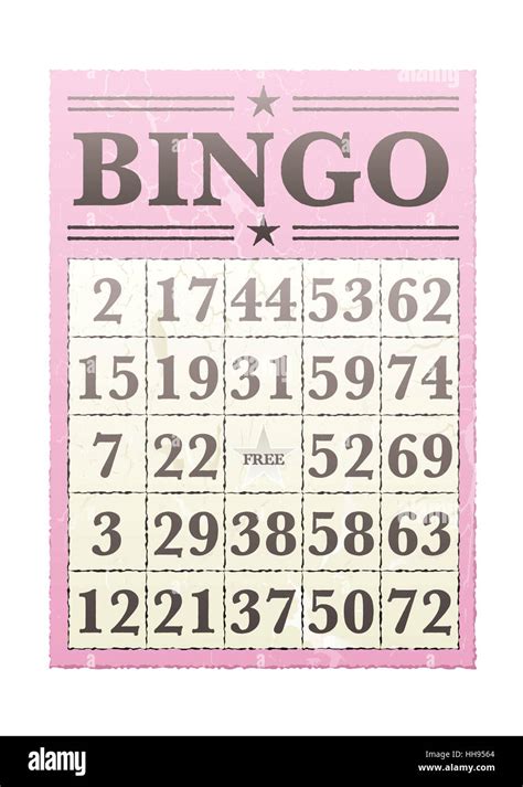 Pink Bingo Card With Randon Numbers And Retro Style Stock Photo Alamy