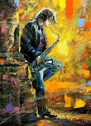 pin  gerard quetel  stars saxophone art jazz art  painting