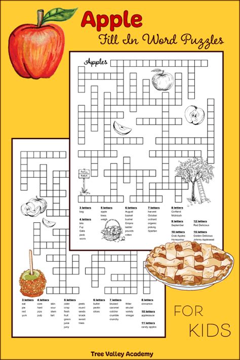 Printable Apple Fill In Puzzles for Kids - Tree Valley Academy