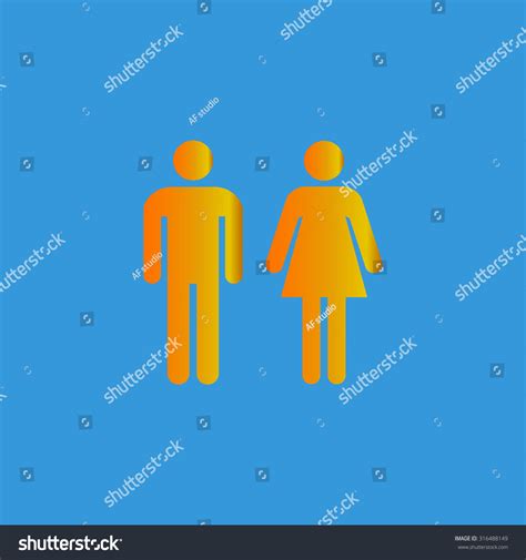 Man Woman Toilet Restroom Orange Vector เวกเตอร์สต็อก ปลอดค่า