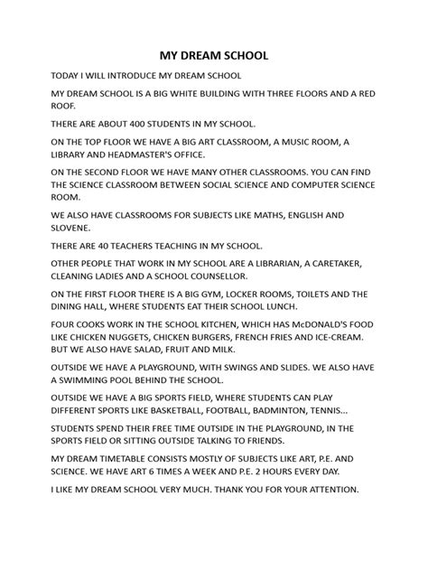 My Dream School | PDF