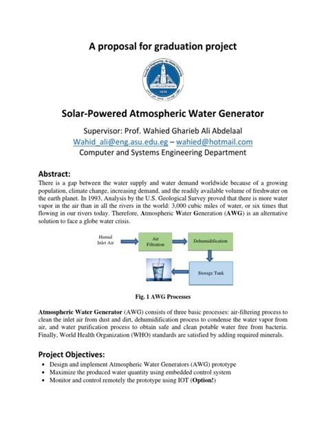 Solar-Powered Atmospheric Water Generator | PDF | Water