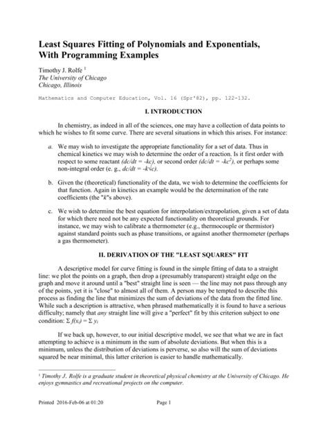 Least Squares Fitting Of Polynomials And Exponentials