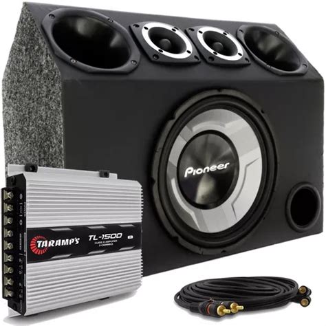 Caixa Trio Completa Sub 12 Pioneer Modulo Taramps Tl 1500w