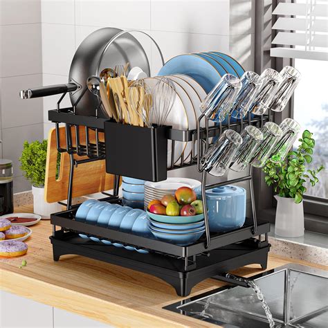 Buy PKBD 2 Tier Large Dish Drying Rack With Drip Tray Detachable Dish