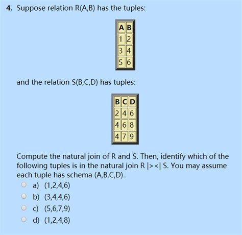 Solved 3 Suppose Relation R A B Has The Tuples Ab 1 2 3 4