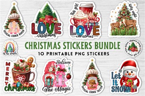 Christmas Stickers Bundle Printable Sticker Bundle