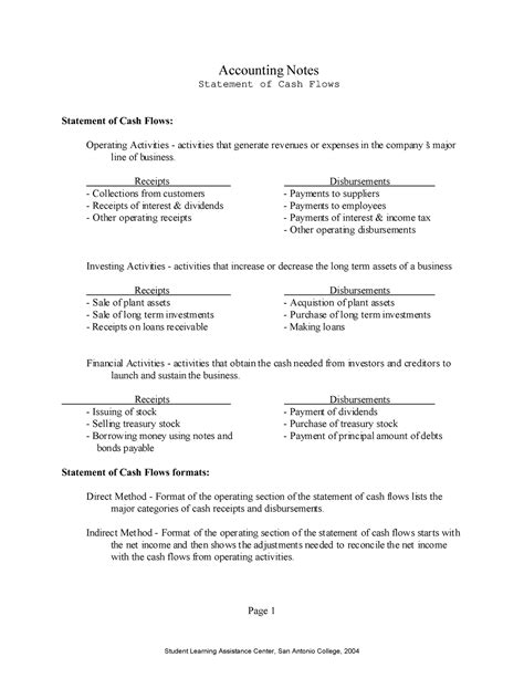 Cash Flows Lecture Notes Page Statement Of Cash Flows Operating