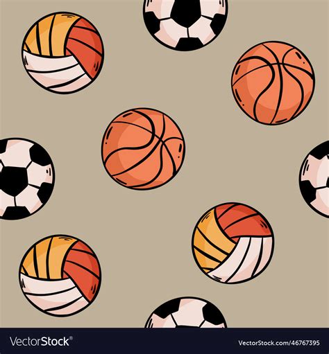 Sport Ball Seamless Pattern Ball Football Vector Image