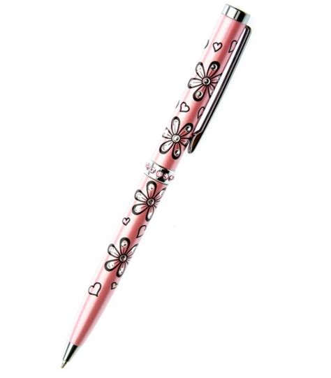 Sea Gems Flowers And Hearts Pink Rollerball Pen