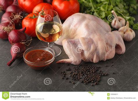 Recipe For Cooking Roasted Stewed Chicken With Herbs And Tomatoes Preparation Of Ingredients